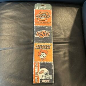 Oklahoma State University set of 4 absorbent stone coasters new in package